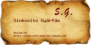 Sinkovits Gyárfás névjegykártya